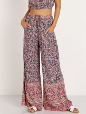 SPELL & THE GYPSY JASMINE PALAZZO PANTS – SIZE M - BOHO FLORAL WIDE LEG FESTIVAL